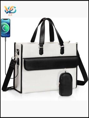 Leather Laptop Tote Bag 17 inch Shoulder Bag Work Bag